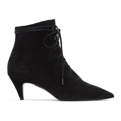 Shop Saint Laurent Black Kiki 55 Lace-up Boots In 1000 Black