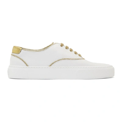 Shop Saint Laurent White & Gold Venice Sneakers In Optic White