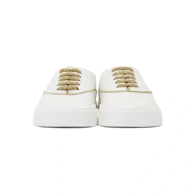 Shop Saint Laurent White & Gold Venice Sneakers In Optic White