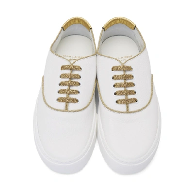 SAINT LAURENT 白色 AND 金色 VENICE 运动鞋