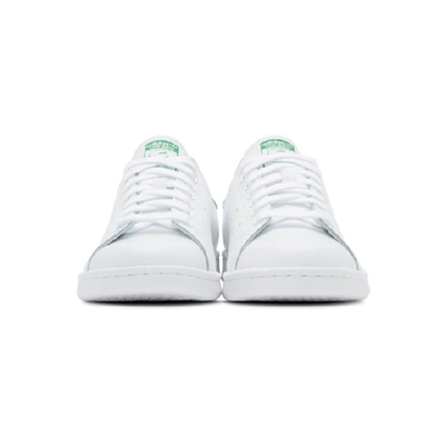 Shop Adidas Originals White And Green Stan Smith Sneakers In White/green