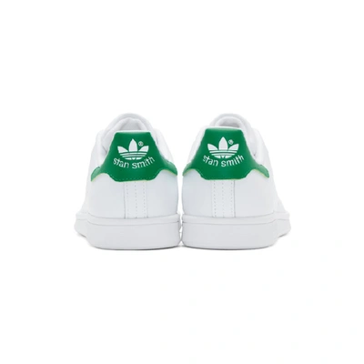 Shop Adidas Originals White And Green Stan Smith Sneakers In White/green