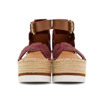 Shop See By Chloé See By Chloe Burgundy Glyn Kiara Espadrille Sandals In Nisida Sued