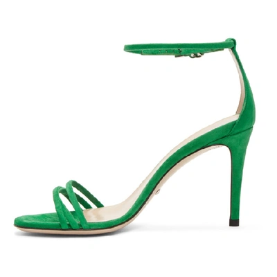 Shop Gucci Green Suede Isle Heeled Sandals In 3727 Green