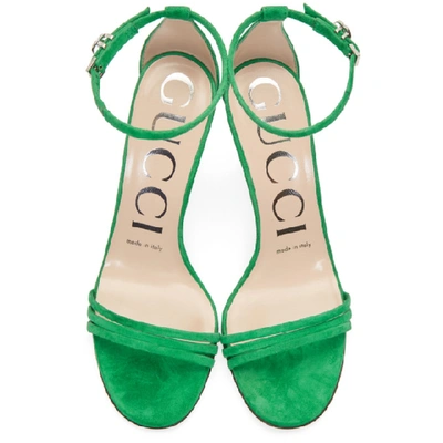 Shop Gucci Green Suede Isle Heeled Sandals In 3727 Green