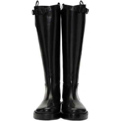 Shop Ann Demeulemeester Black Buckle Riding Boots