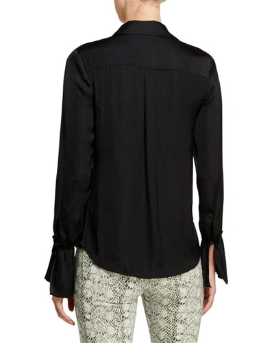 Shop Paige Abriana Long-sleeve Satin Blouse In Black