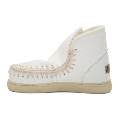 Shop Mou White Cracked Mini Sneaker Boots In Wxwhi