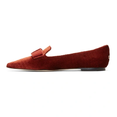 Shop Jimmy Choo Red Velvet Gala Flats In Rust