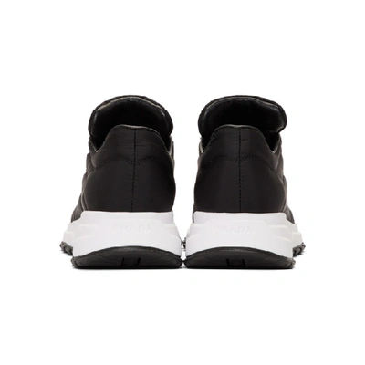 Shop Prada Black Nylon Leather Prax 01 Sneakers In Black/white