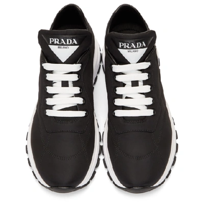 Shop Prada Black Nylon Leather Prax 01 Sneakers In Black/white