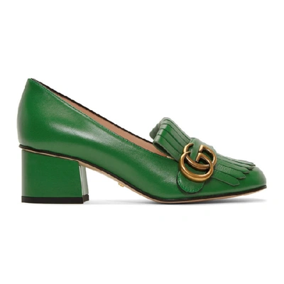 Shop Gucci Green Marmont Mid-heel Pumps In 3727 Shamar