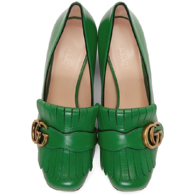 Shop Gucci Green Marmont Mid-heel Pumps In 3727 Shamar