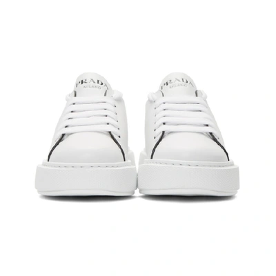 Shop Prada White Cassetta Logo Platform Sneakers