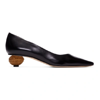 Shop Loewe Black Nut Heel Pumps In Black/natural