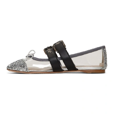 Shop Miu Miu Transparent & Silver Double Bands Ballerina Flats