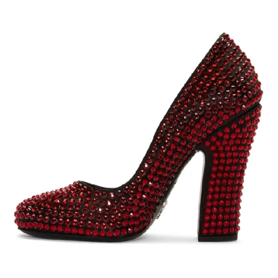 Shop Prada Black & Red Crystal Heels