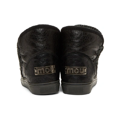 Shop Mou Black Mini Sneaker Boots In Wax Black