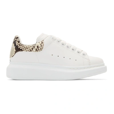 Shop Alexander Mcqueen White Snake Oversized Sneakers In White/natural