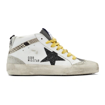 Shop Golden Goose White And Grey Snake Mid Star Sneakers