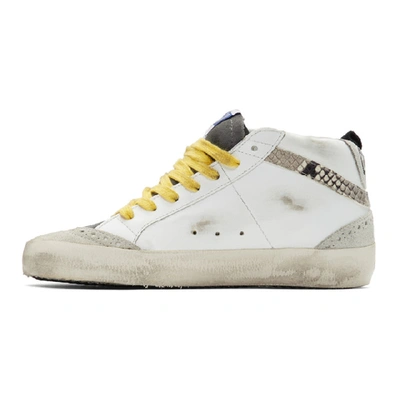 Shop Golden Goose White And Grey Snake Mid Star Sneakers