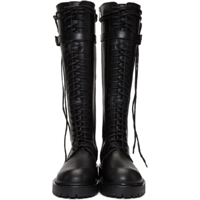 Shop Ann Demeulemeester Ssense Exclusive Black Leather Lace-up Boots