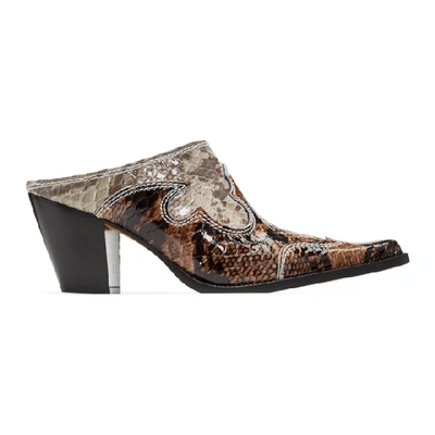 Shop Maryam Nassir Zadeh Brown Python Romeo Mules In 250 Auburn