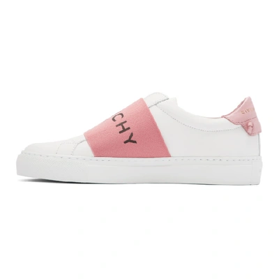 Shop Givenchy White & Pink Elastic Urban Street Sneakers