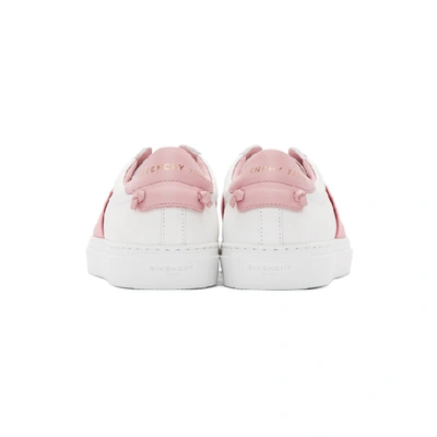 Shop Givenchy White & Pink Elastic Urban Street Sneakers
