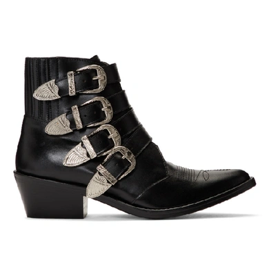 Shop Toga Pulla Black Four Buckle Western Boots