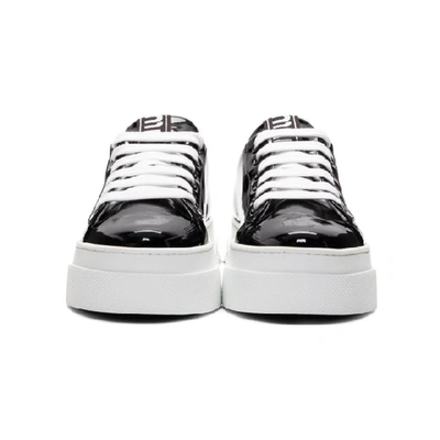 Shop Miu Miu Black Patent Crystal Platform Sneakers