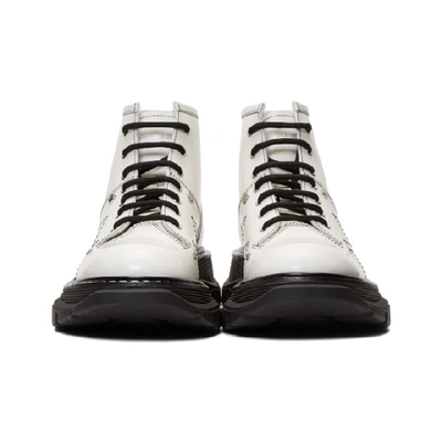 Shop Alexander Mcqueen Off-white Tread Lace-up Boots In 9089 Ivo/iv