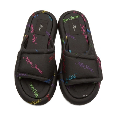 Shop Marc Jacobs Black & Multicolor New York Magazine Edition 'the Slipper' Sandals