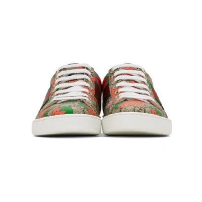 Shop Gucci Beige Gg Supreme Strawberry Ace Sneakers In 8960 Multi