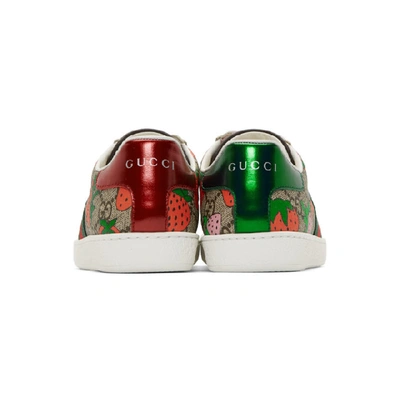 Shop Gucci Beige Gg Supreme Strawberry Ace Sneakers In 8960 Multi