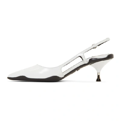 Shop Prada White Leather Slingback Heels