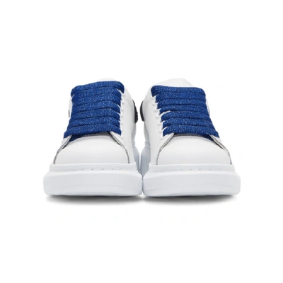 Shop Alexander Mcqueen White & Navy Glitter Oversized Sneakers In White/navy