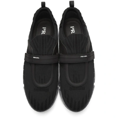 Shop Prada Black Knit Clear Cloudbust Sneakers