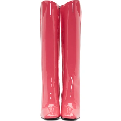 Shop Prada Pink Patent Boots In Fuchsia