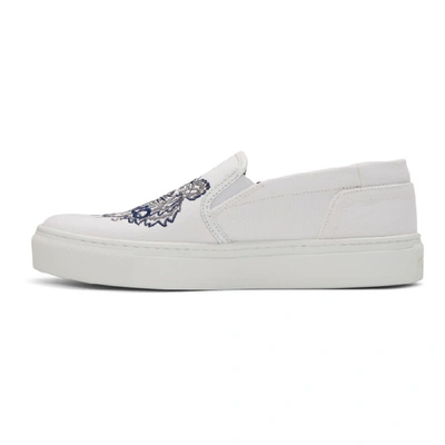 Shop Kenzo White Tiger K-skate Slip-on Sneakers In 01 - White