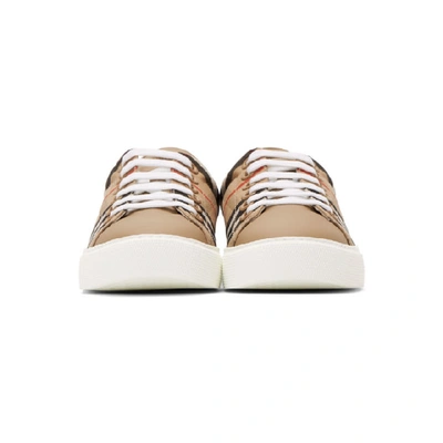 Shop Burberry Beige Leather Monogram Albridge Sneakers In Archive Beige