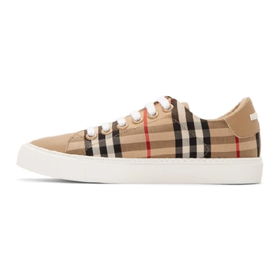 Shop Burberry Beige Leather Monogram Albridge Sneakers In Archive Beige