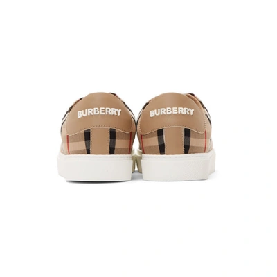 Shop Burberry Beige Leather Monogram Albridge Sneakers In Archive Beige