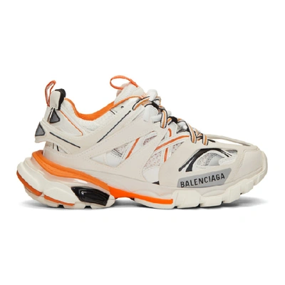 Shop Balenciaga Off-white & Orange Track Trainers