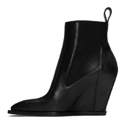 Shop Rick Owens Black Leather Sharp Wedge Boot In 09 Black