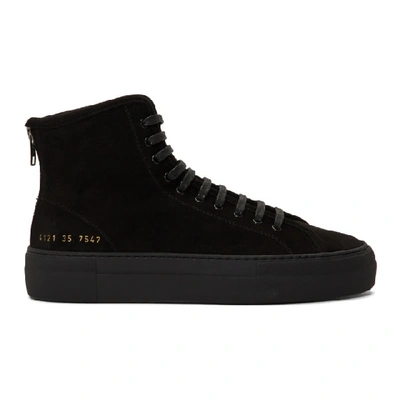 Common Projects Tournament Shearling-lined Suede High-top Sneakers In Black  | ModeSens