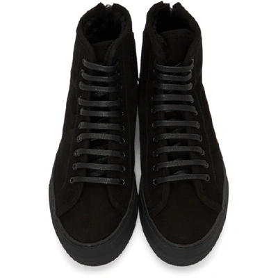 Shop Common Projects Black Shearling Tournament High Sneakers