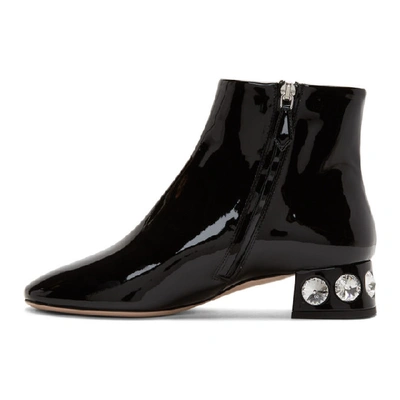 Shop Miu Miu Black Patent Jewelled Ankle Boot
