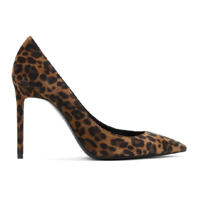 Shop Saint Laurent Brown Leopard Anja Heels In 2198 Leopar