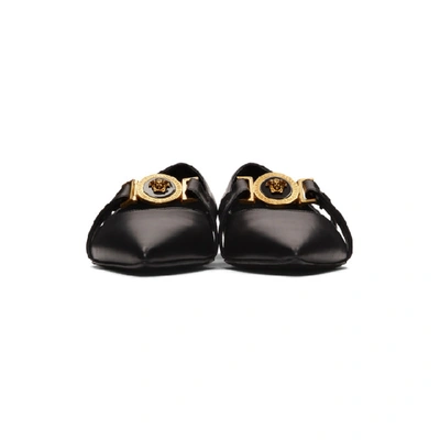 Shop Versace Black Cage Medusa Ballerina Flats In K41t Black